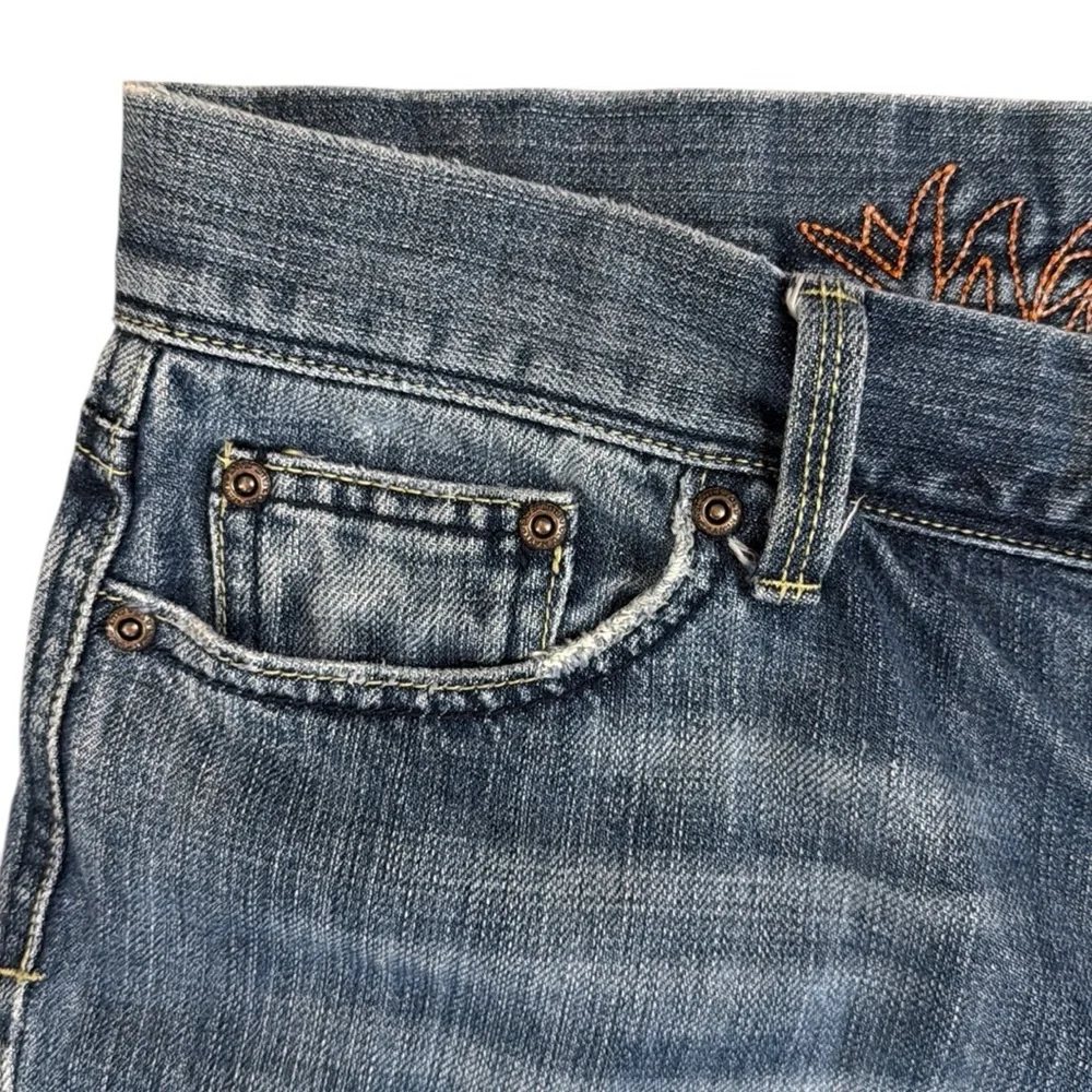 Vintage Y2K Old Navy Ultra Low Rise Bootcut Embroidered Jeans All Cotton Blue 10 - Picture 8 of 16
